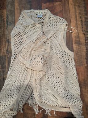 Pink Rose Open-Knit Scoop Neck Sweater in Cream